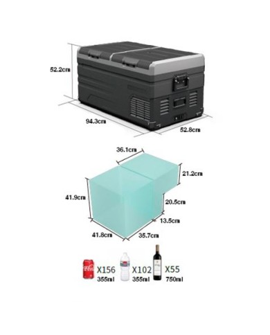 NEVERA PORTATIL CON COMPRESOR LG 107 LITROS DOBLE ZONA MUVIP