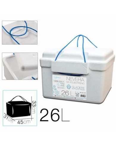 NEVERA DE POLIESTIRENO 26 LITROS CON ASAS PLASTICA