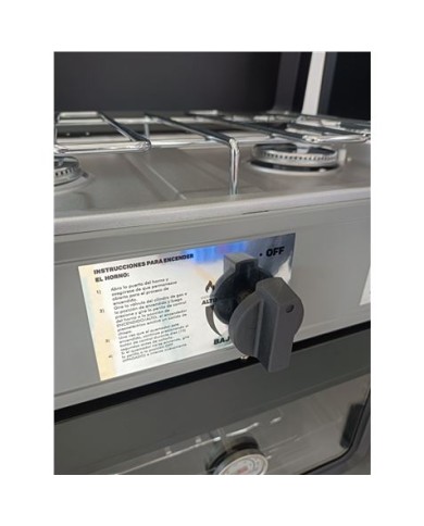 COCINA 2 FUEGOS CON TAPA + HORNO DE GAS CON SISTEMA DE SEGURIDAD MUVIP