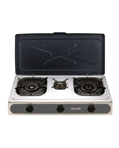 COCINA GAS INOX 3 FUEGOS SERIE STRONG + TAPA MUVIP