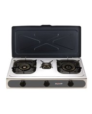 COCINA GAS INOX 3 FUEGOS SERIE STRONG + TAPA MUVIP
