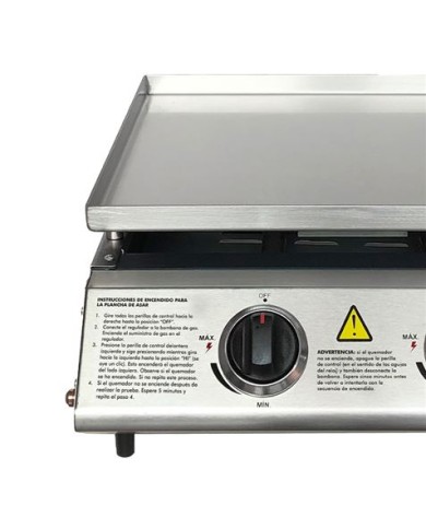 PLANCHA DE ASAR 2 FUEGOS INOXIDABLE MUVIP