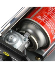 COCINA DE GAS PORTATIL DOBLE BOMBONA ACERO + PLANCHA + MALETIN MUVIP