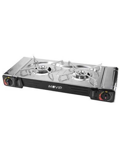COCINA DE GAS PORTATIL DOBLE BOMBONA ACERO MUVIP