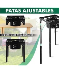 FOGÓN DE GAS ALTA POTENCIA 1 FUEGO 40X40CM AJUSTABLE 3 ALTURAS MUVIP