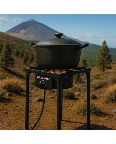 FOGÓN DE GAS ALTA POTENCIA 1 FUEGO 40X40CM AJUSTABLE 3 ALTURAS MUVIP