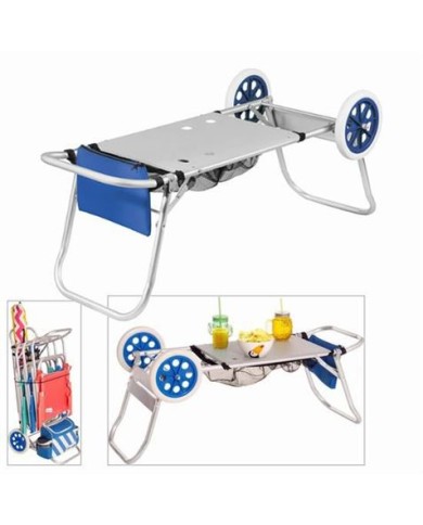CARRO PORTASILLAS CON MESA PARA PLAYA