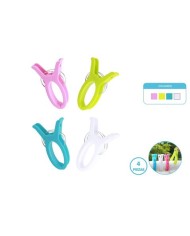 PACK 4 PINZAS PLASTICAS PLAYA COLORES SURTIDOS