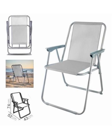 SILLA DE PLAYA PLEGABLE 52X43X74 GRIS CLARO