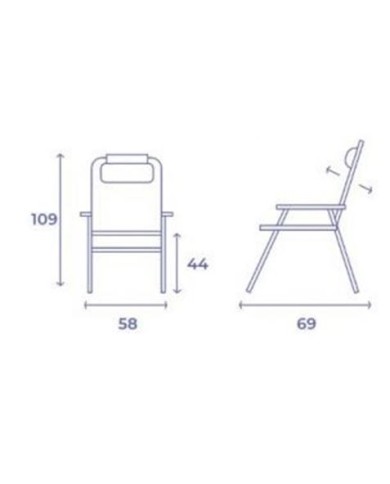 SILLA PLEGABLE 5 POSICIONES ALUMINIO 58X60X109CM CON COJÍN Y ASA