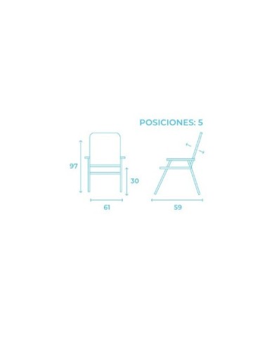 SILLA PLEGABLE 5 POSICIONES ALUMINIO 59X61X97 CON ASA