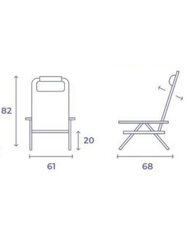 SILLA PLEGABLE 5 POSICIONES ALUMINIO 65.5X44X82CM