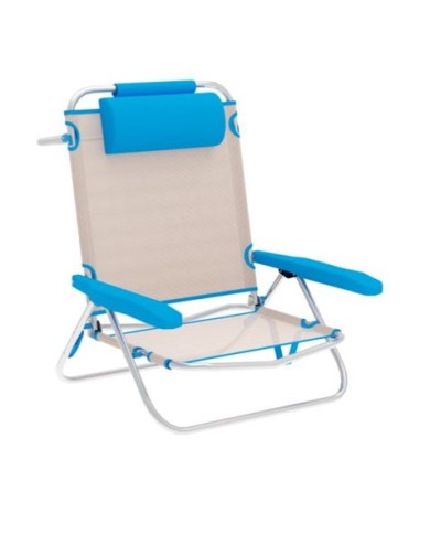 SILLA PLEGABLE 5 POSICIONES ALUMINIO 65.5X44X82CM CON COJÍN Y ASA