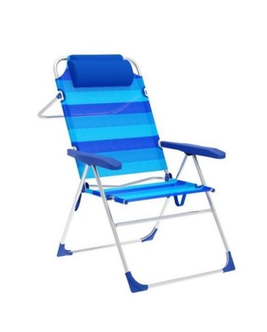 SILLA PLEGABLE 5 POSICIONES ALUMINIO 67X66X99CM CON COJÍN Y ASA