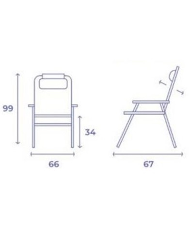 SILLA PLEGABLE 5 POSICIONES ALUMINIO 67X66X99CM CON COJÍN Y ASA