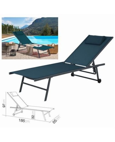 TUMBONA 5 POSICIONES CON ALMOHADA AZUL PETROLEO