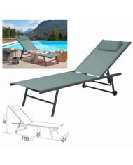 TUMBONA 5 POSICIONES CON ALMOHADAS Y RUEDAS CAQUI