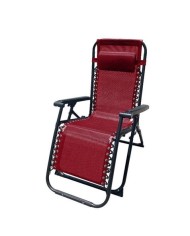 TUMBONA PLEGABLE BURDEOS DE ACERO CON COJIN CERVICAL