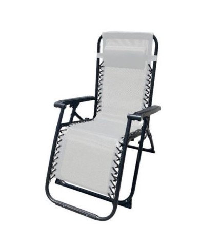 TUMBONA PLEGABLE GRIS DE ACERO CON COJIN CERVICAL