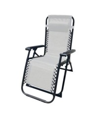 TUMBONA PLEGABLE GRIS DE ACERO CON COJIN CERVICAL