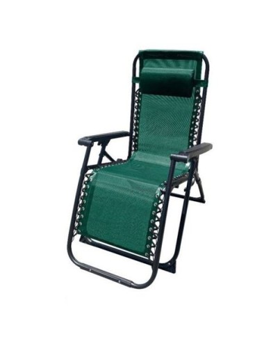 TUMBONA PLEGABLE VERDE DE ACERO CON COJIN CERVICAL
