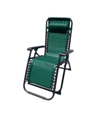 TUMBONA PLEGABLE VERDE DE ACERO CON COJIN CERVICAL