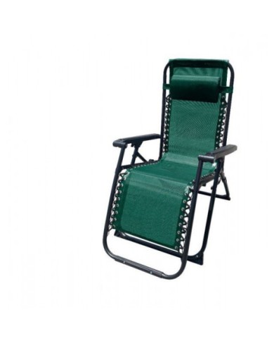 TUMBONA PLEGABLE VERDE DE ACERO CON COJIN CERVICAL
