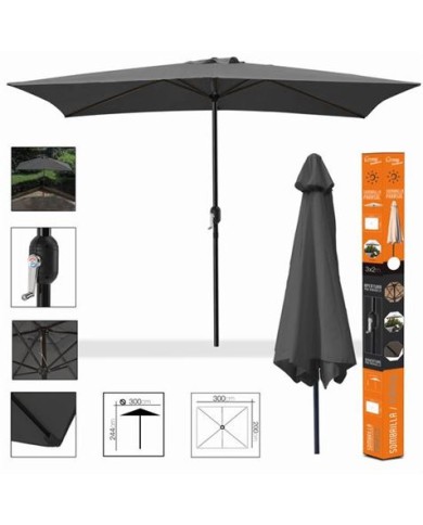 SOMBRILLA JARDIN 3X2 METROS ANTRACITA