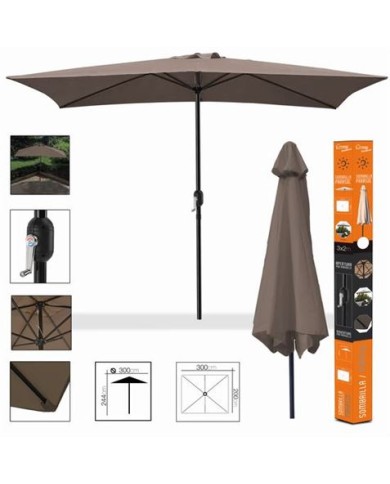 SOMBRILLA JARDIN 3X2 METROS MARRON