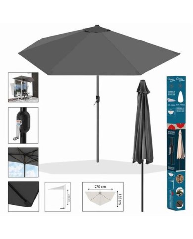 SOMBRILLA MEDIALUNA 270X135 ANTRACITA