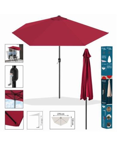 SOMBRILLA MEDIALUNA 270X135 GROSELLA