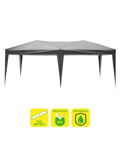 CARPA PLEGABLE ACERO 3X6 METROS GRIS SUNGARDEN