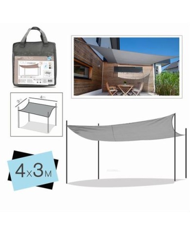 TOLDO RECTANGULAR 3X4 METROS GRIS + BOLSA