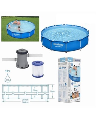 PISCINA + BOMBA FILTRO 366CM DIÁMETRO X H76CM BESTWAY