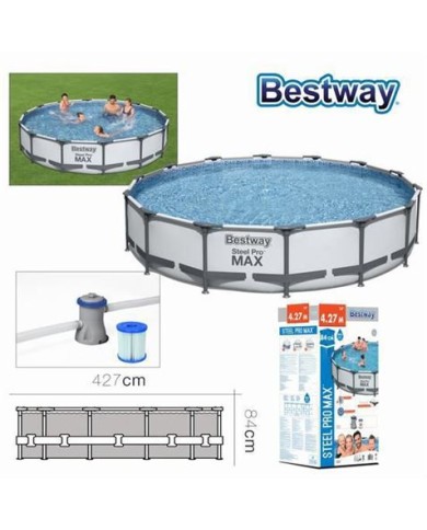 PISCINA CIRCULAR STEEL PRO + BOMBA FILTRO 427CM DIÁMETRO X H84CM BESTWAY