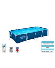 PISCINA RECTANGULAR + BOMBA STEEL PRO 400X211X81 BESTWAY