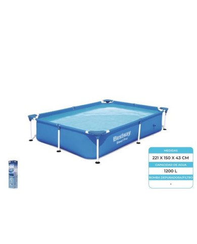 PISCINA RECTANGULAR STEEL PRO 221X150X43 BESTWAY