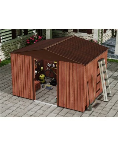 CASETA DE METAL | PUERTAS CORREDERAS 304.5X243X214.5 (7.4M2) EFECTO MADERA