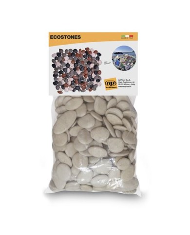PIEDRAS DECORATIVAS JARDIN EN POLIPROPILENO REGENERADO 1KG BLANCO-GRIS CLAR
