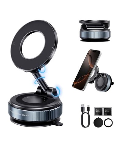 SOPORTE COCHE SMARTPHONE POR VACIO CON BRAZO / MAGNETICO C169 NEGRO XO