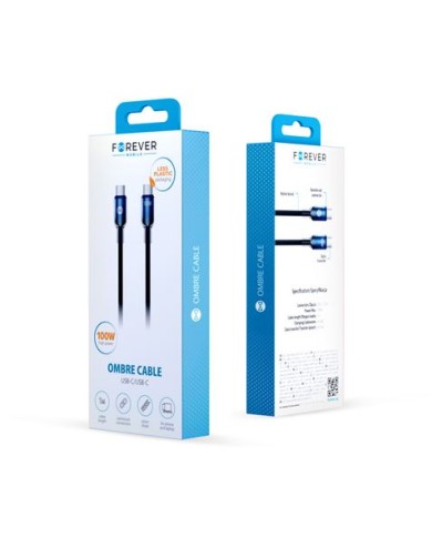 CABLE NYLON TRENZADO TIPO C TIPOC HASTA 100W 1 METRO NEGRO FOREVER