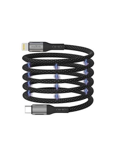 CABLE USB TIPO C A LIGHTNING 1 METRO 27W BLACK NYLON MAXLIFE