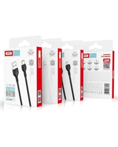 CABLE 2.1A USB A LIGTHNING 2 METROS BLANCO NB200 XO