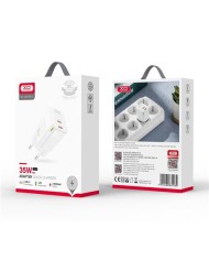 CARGADOR DE CORRIENTE CE07 35W 2 X TIPO C XO BLANCO