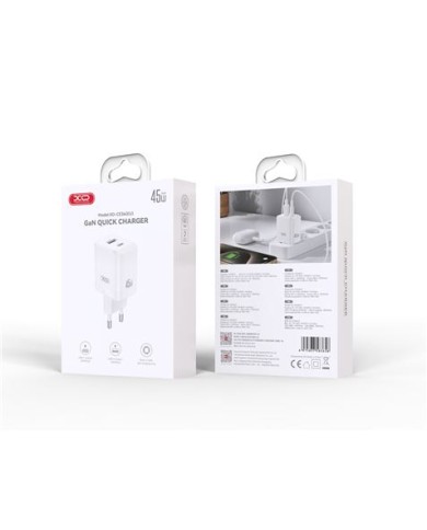 CARGADOR USB+USB-C 45W CE36 BLANCO XO