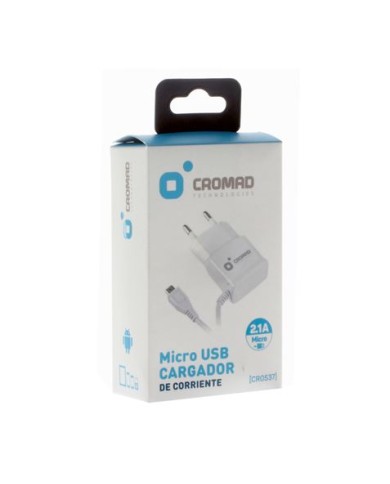 CARGADOR DE CORRIENTE MICRO USB 2.1A BLANCO CROMAD