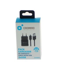PACK CARGADOR CORRIENTE 2.1A + CABLE MICRO USB CROMAD