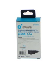 PACK CARGADOR CORRIENTE 2.1A + CABLE MICRO USB CROMAD