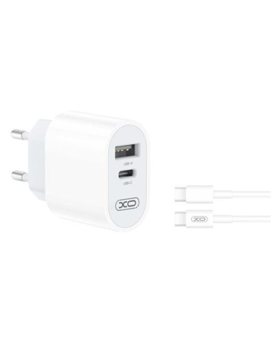 CARGADOR DE CORRIENTE L97 TIPO C + USB + CABLE TIPO C XO