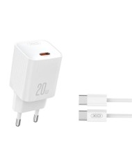 CARGADOR RAPIDO USB-C 20W CON CABLE TIPO C L146 BLANCO XO